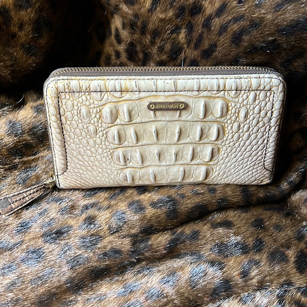 Brahmin Ady Melborne slim wallet in a creamy/dreamy two-tone color.